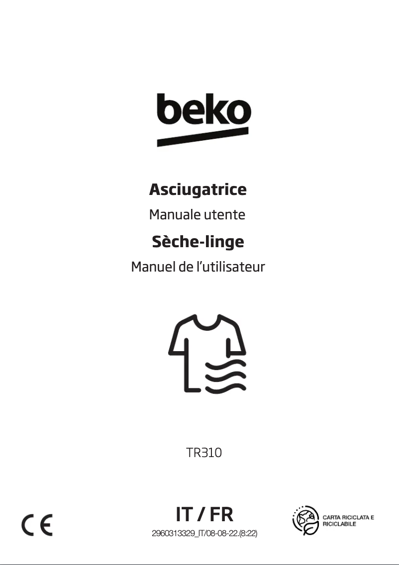 Page 1 de la notice Manuel utilisateur Beko TR310