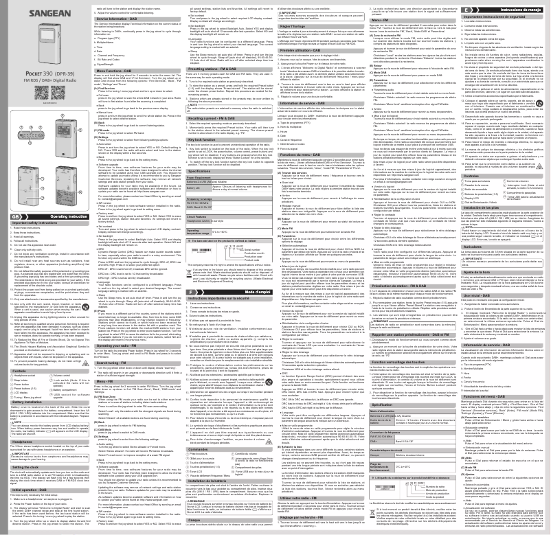 Página 1 del manual Manual de usuario Sangean DPR-39