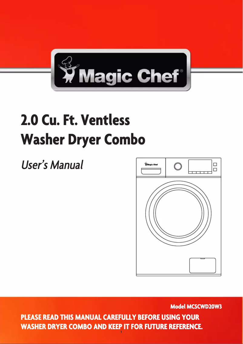 Page n°1 - Manuel utilisateur Magic Chef MCSCWD20W3