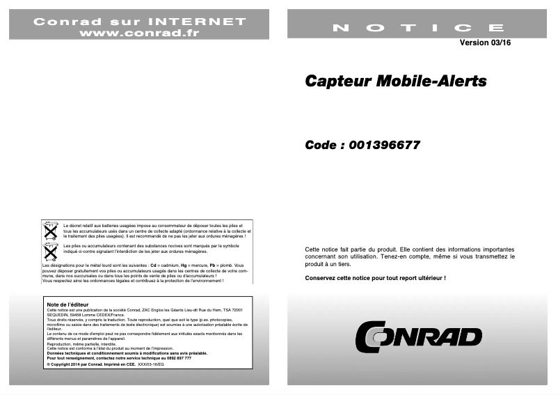 Page 1 de la notice Manuel utilisateur Techno Line MA 10660