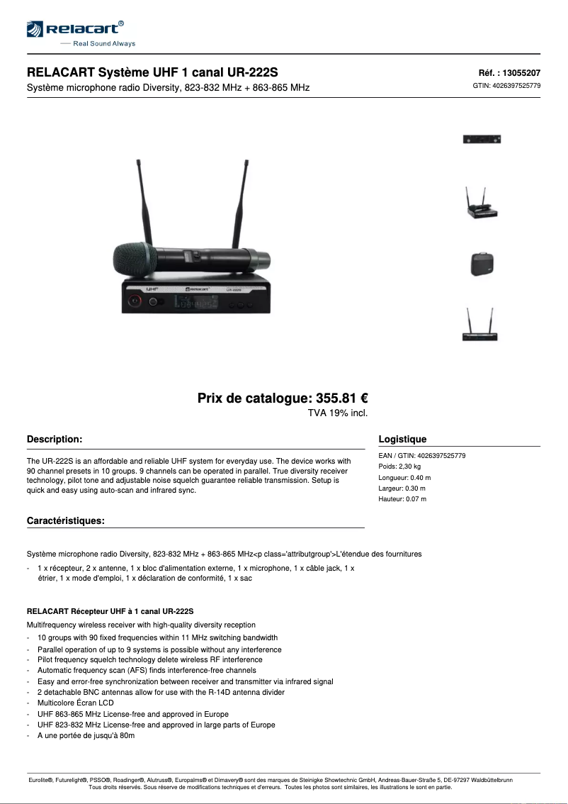 Image de la première page du manuel de l'appareil UR-222S
