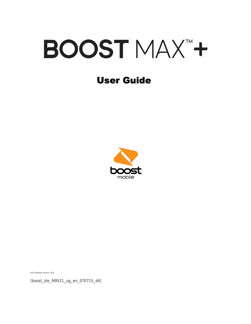 Page 1 de la notice Manuel utilisateur ZTE Boost Max+