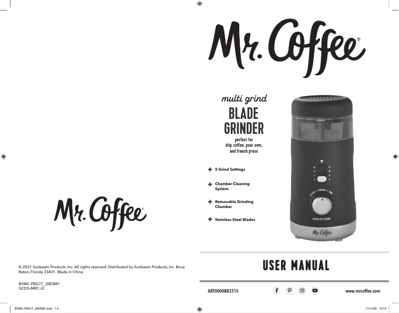 Page n°1 - Manuel utilisateur Mr. Coffee Multi-Grind 12-Cup