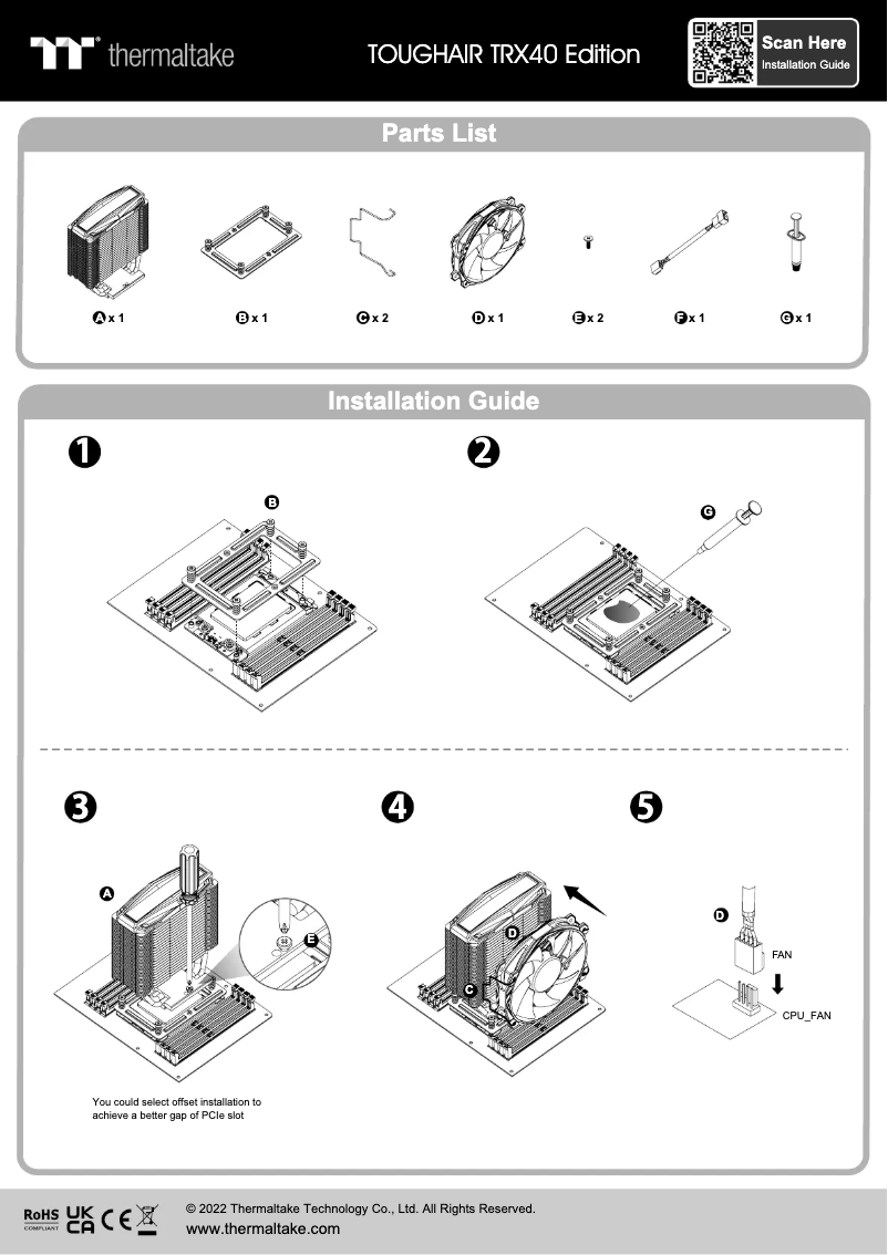 Page 1 de la notice Manuel utilisateur Thermaltake ToughAir TRX40