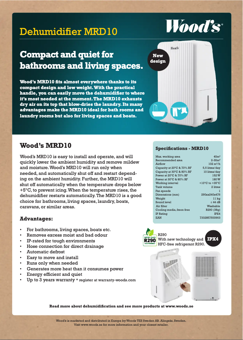 Página 1 del manual Ficha técnica Wood's MRD10G