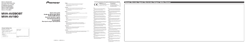 Page 1 de la notice Guide de démarrage rapide Pioneer MVH-AV180