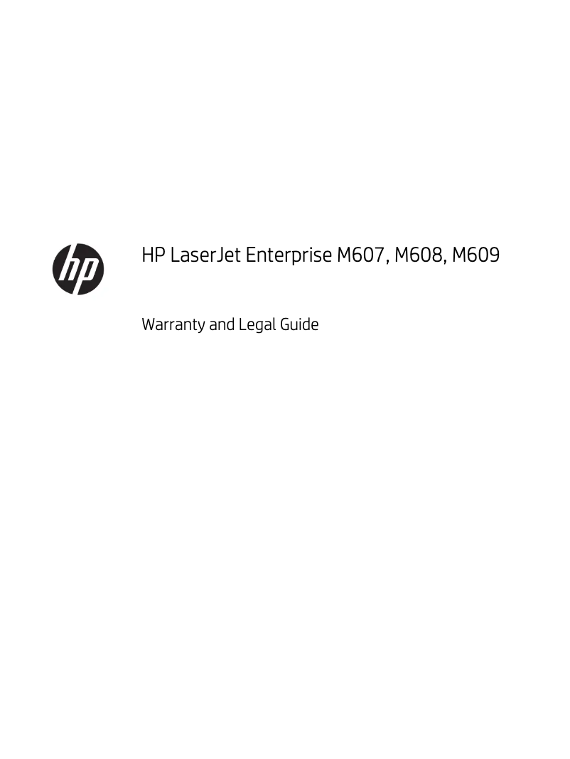Page 1 de la notice Informations de garantie HP LaserJet Enterprise M609