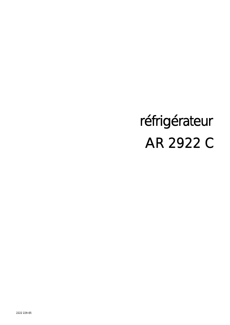 Image de la première page du manuel de l'appareil AR2922C