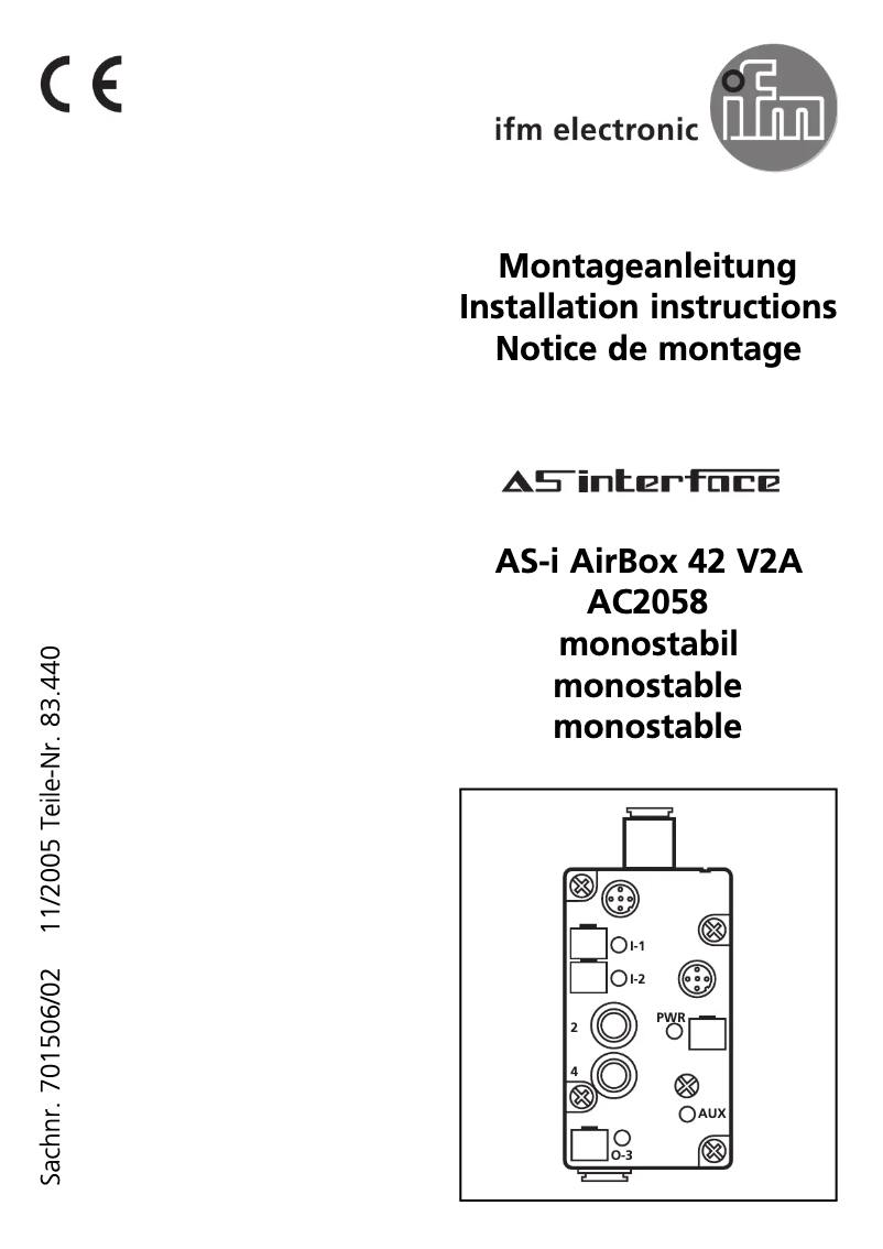 Page n°1 - Manuel utilisateur IFM AC2058