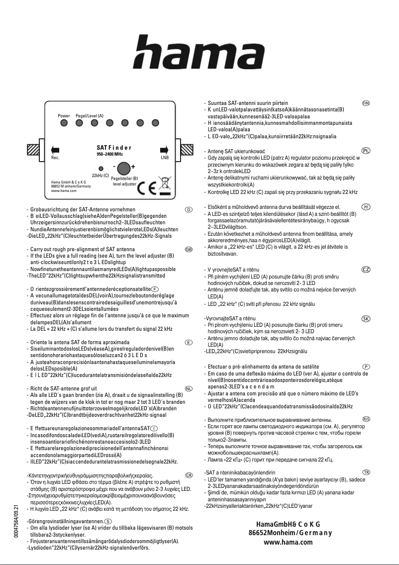 Page 1 de la notice Manuel utilisateur Hama 00047564