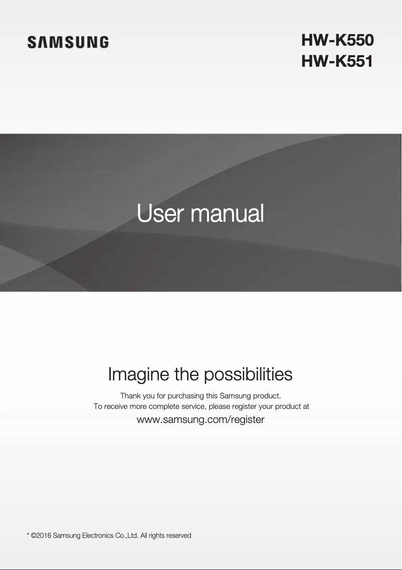 Page 1 de la notice Manuel utilisateur Samsung HW-K560