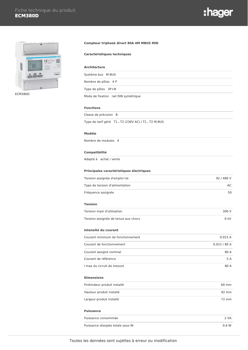 Image de la première page du manuel de l'appareil ECM380D