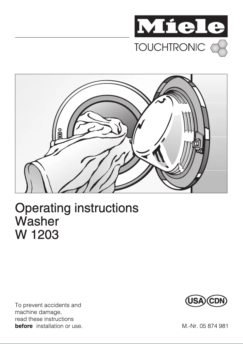 Page n°1 - Manuel utilisateur Miele W 1203