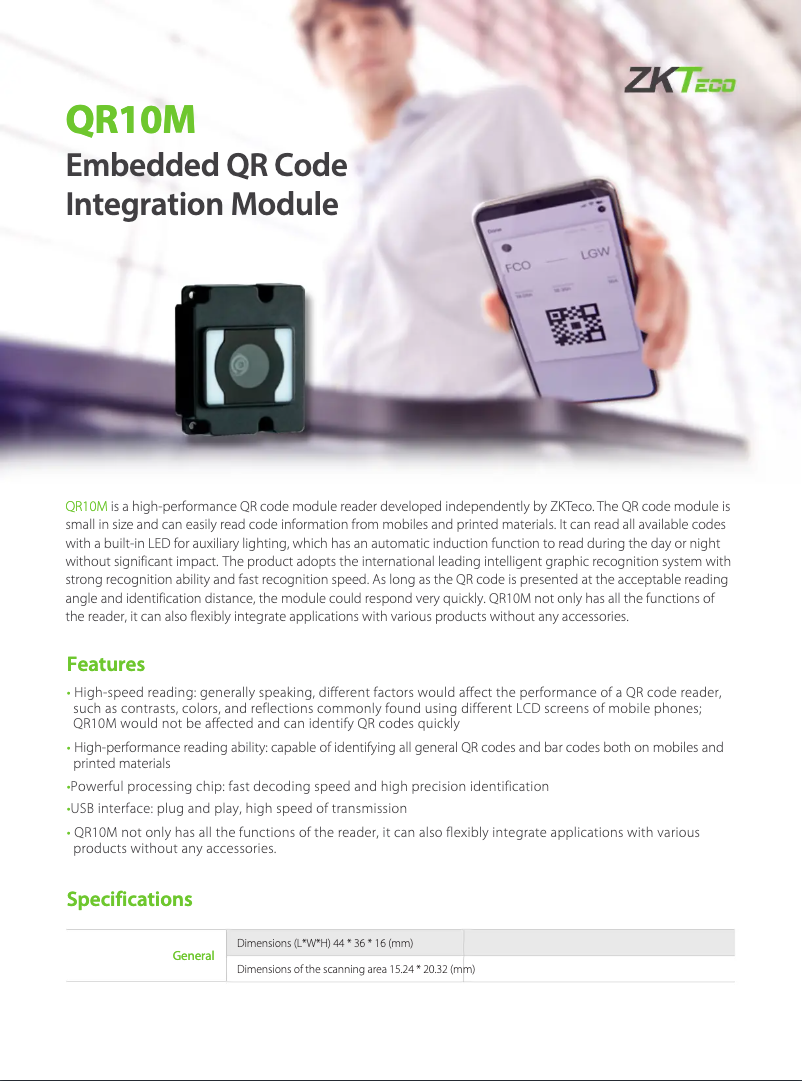 Image de la première page du manuel de l'appareil QR10M