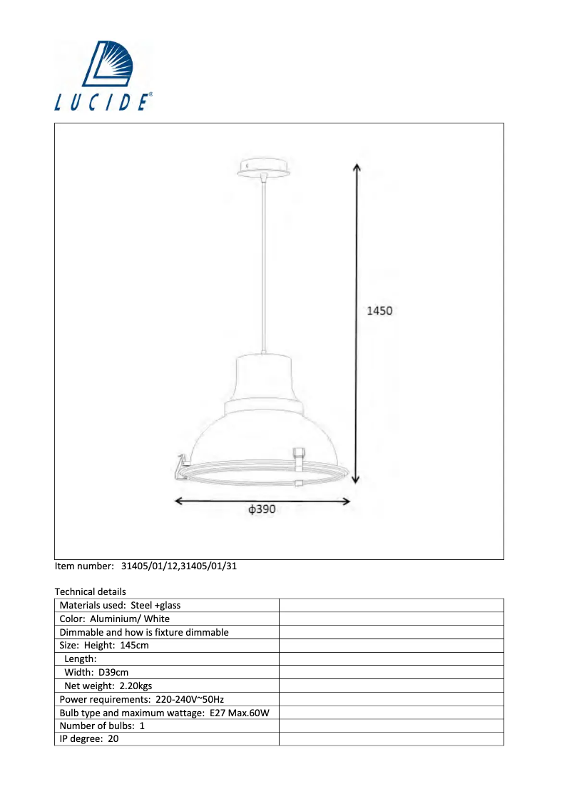 Image de la première page du manuel de l'appareil Factory 31405/01/31