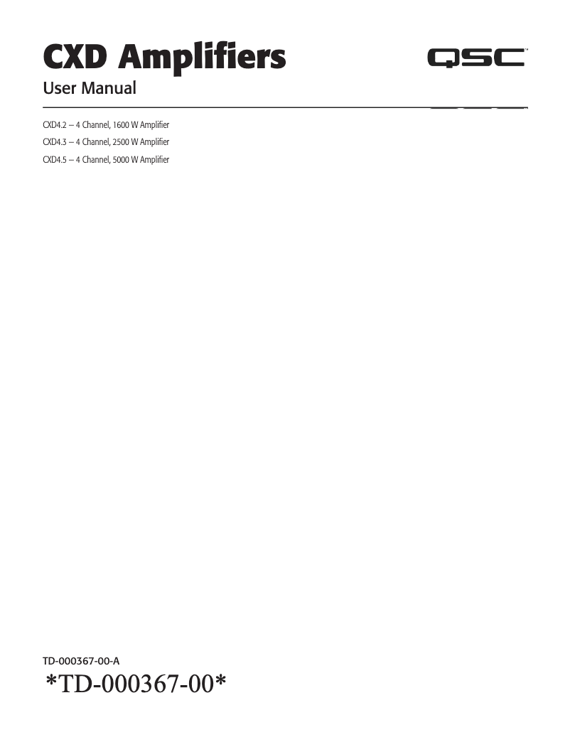 Page n°1 - Manuel utilisateur QSC CXD4.3