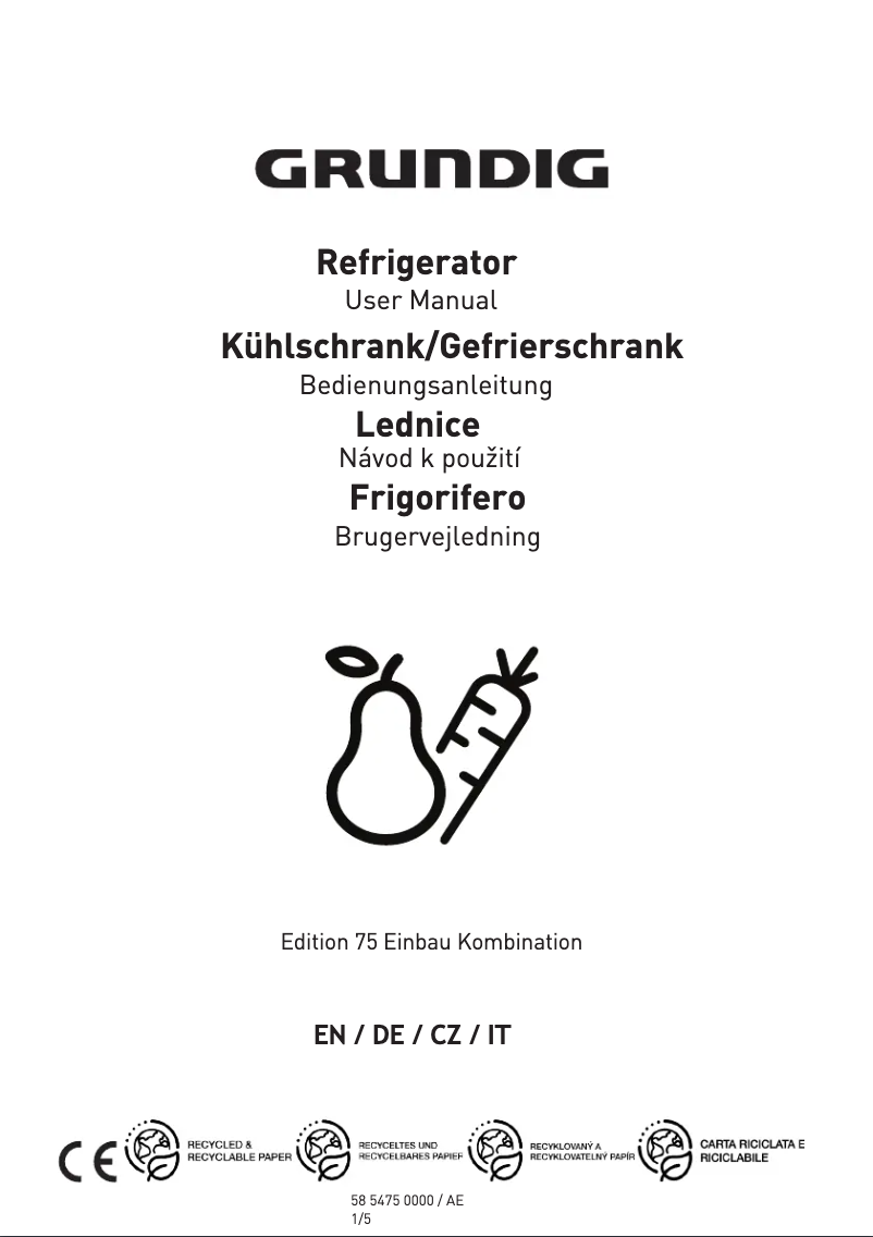 Image de la première page du manuel de l'appareil Edition 75 Einbau Kombination