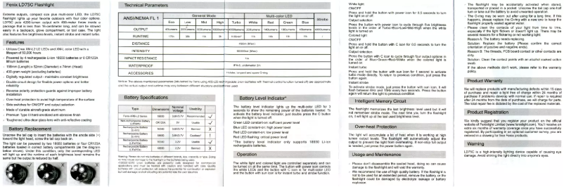 Page 1 de la notice Manuel utilisateur Fenix LD75C