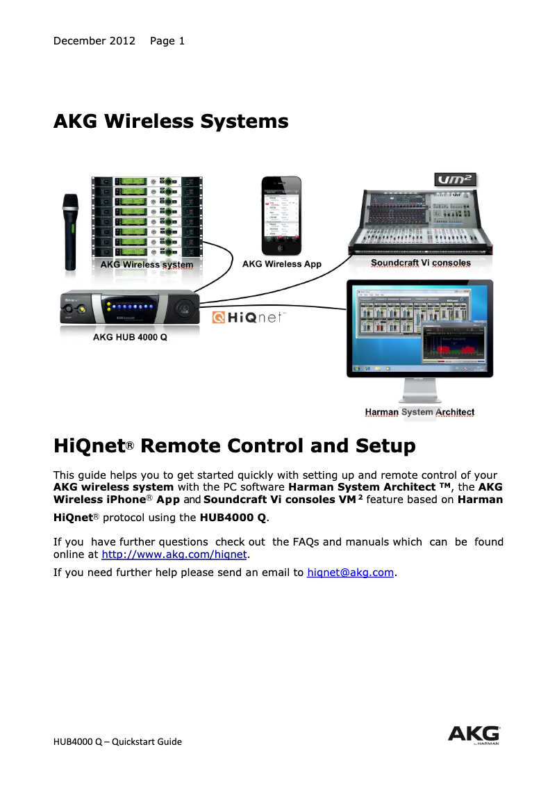 Page 1 de la notice Manuel utilisateur AKG HUB 4000 Q