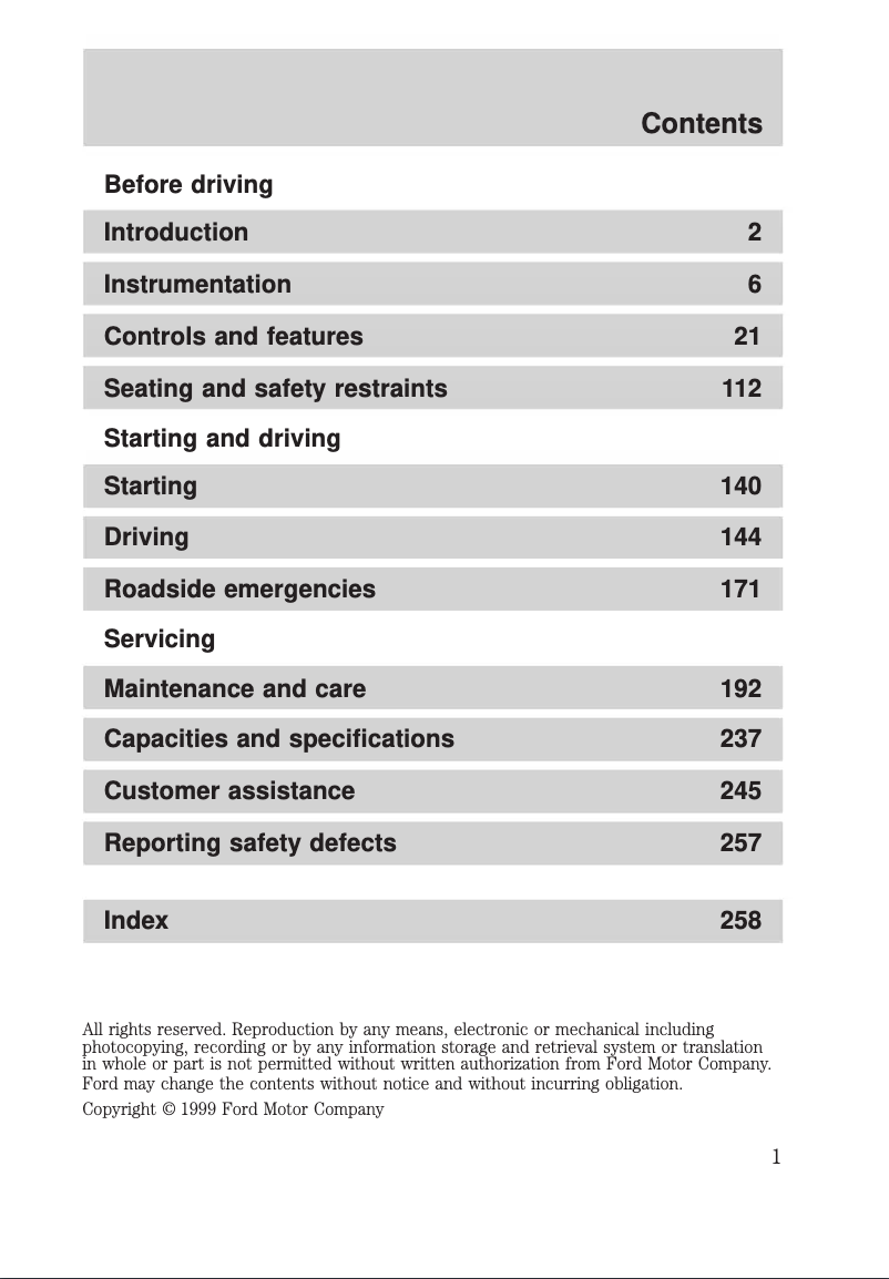 Page 1 de la notice Manuel utilisateur Mercury Mountaineer (1997)