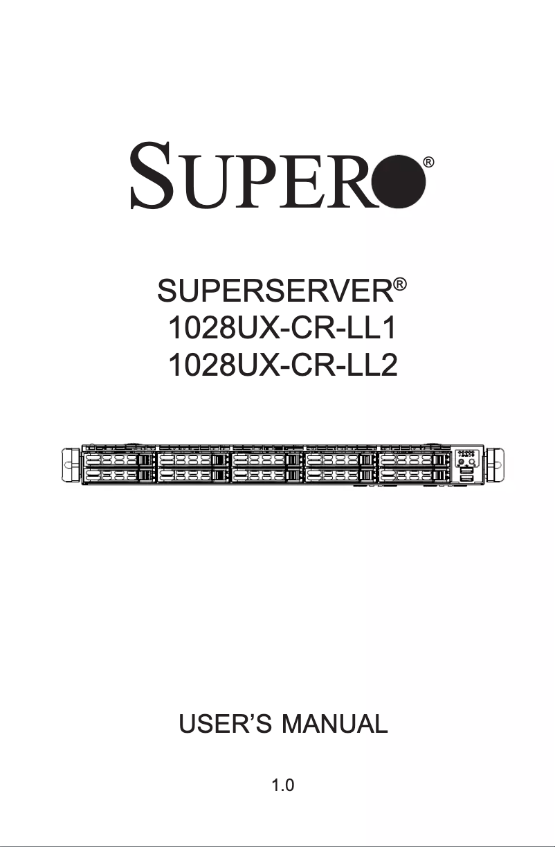 Page 1 de la notice Manuel utilisateur Supermicro SuperServer 1028UX-CR-LL2