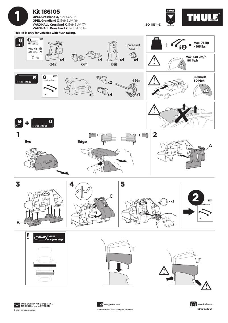 Page 1 de la notice Manuel utilisateur Thule Kit 186105