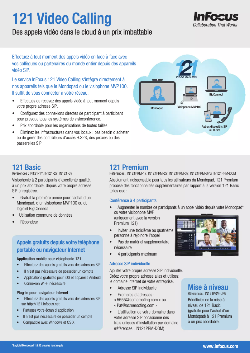 Page n°1 - Manuel utilisateur InFocus IN121PRM-2Y