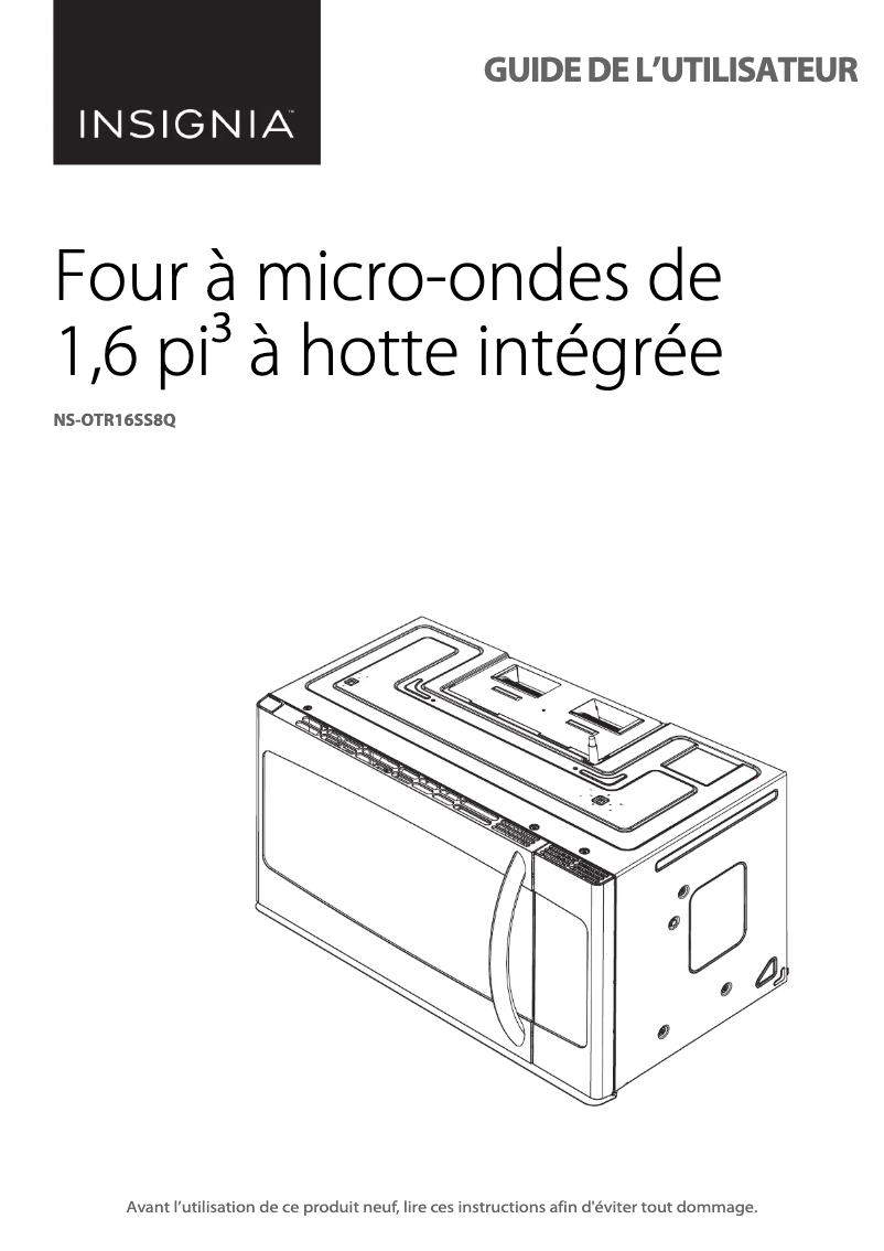 Page 1 de la notice Manuel utilisateur Insignia NS-OTR16SS8Q