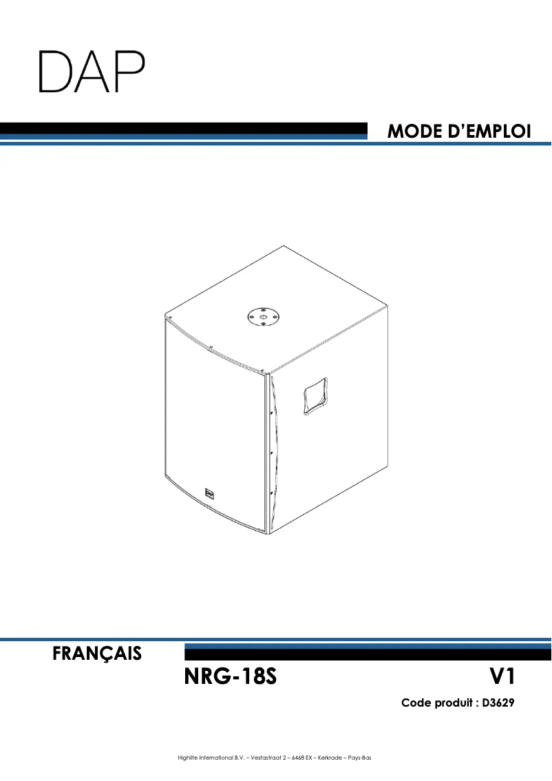 Page 1 of the manual User Manual DAP-Audio NRG-18S
