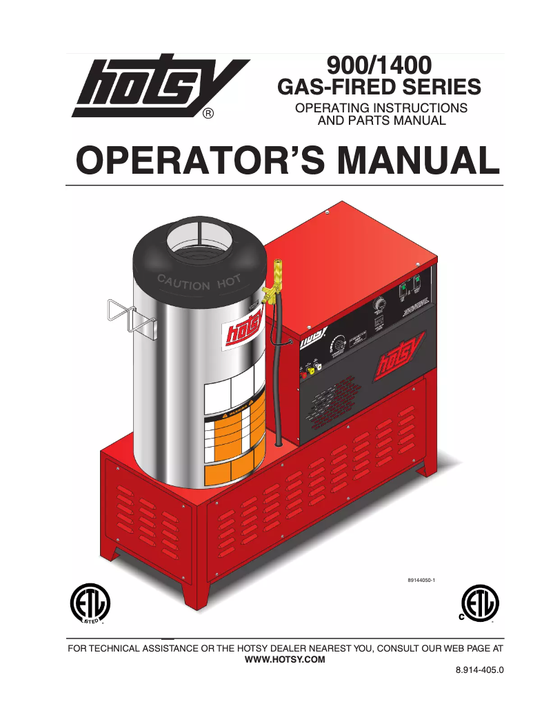 Page n°1 - Manuel utilisateur Hotsy 1425SS