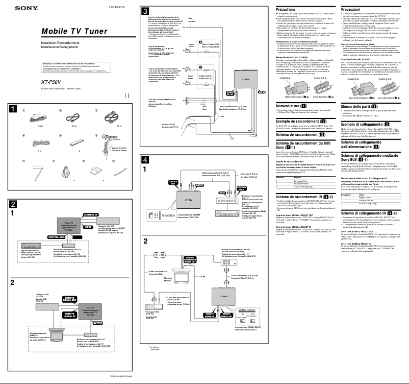 Page n°1 - Guide d'installation Sony XT-P50V