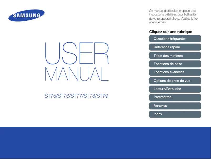 Page 1 de la notice Manuel utilisateur Samsung ST76