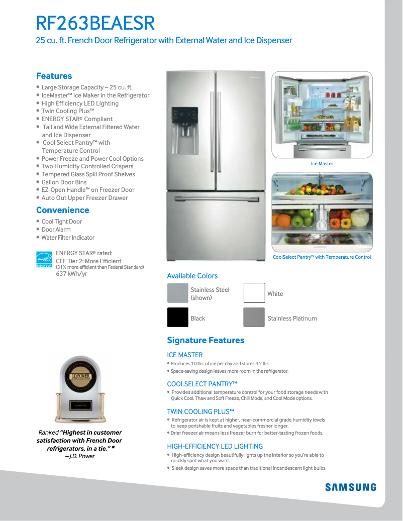 Page n°1 - Fiche technique Samsung RF263BEAESR