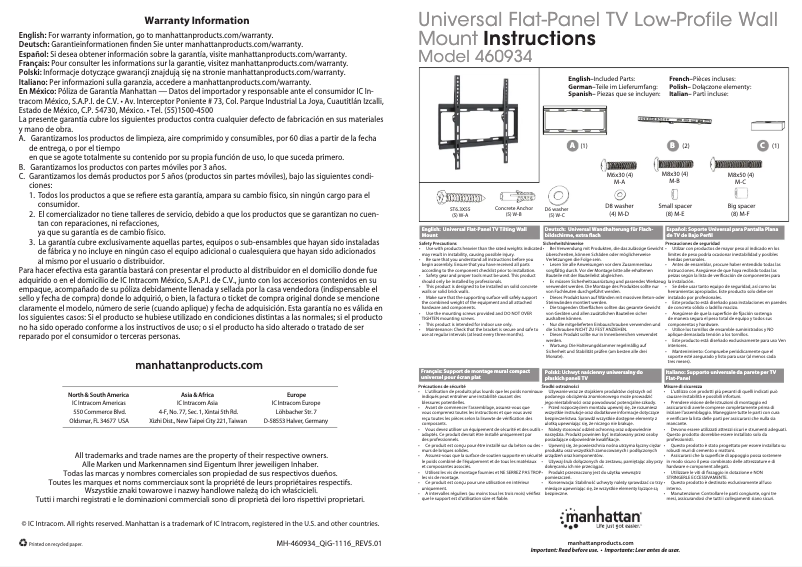 Page 1 de la notice Manuel utilisateur Manhattan 460934
