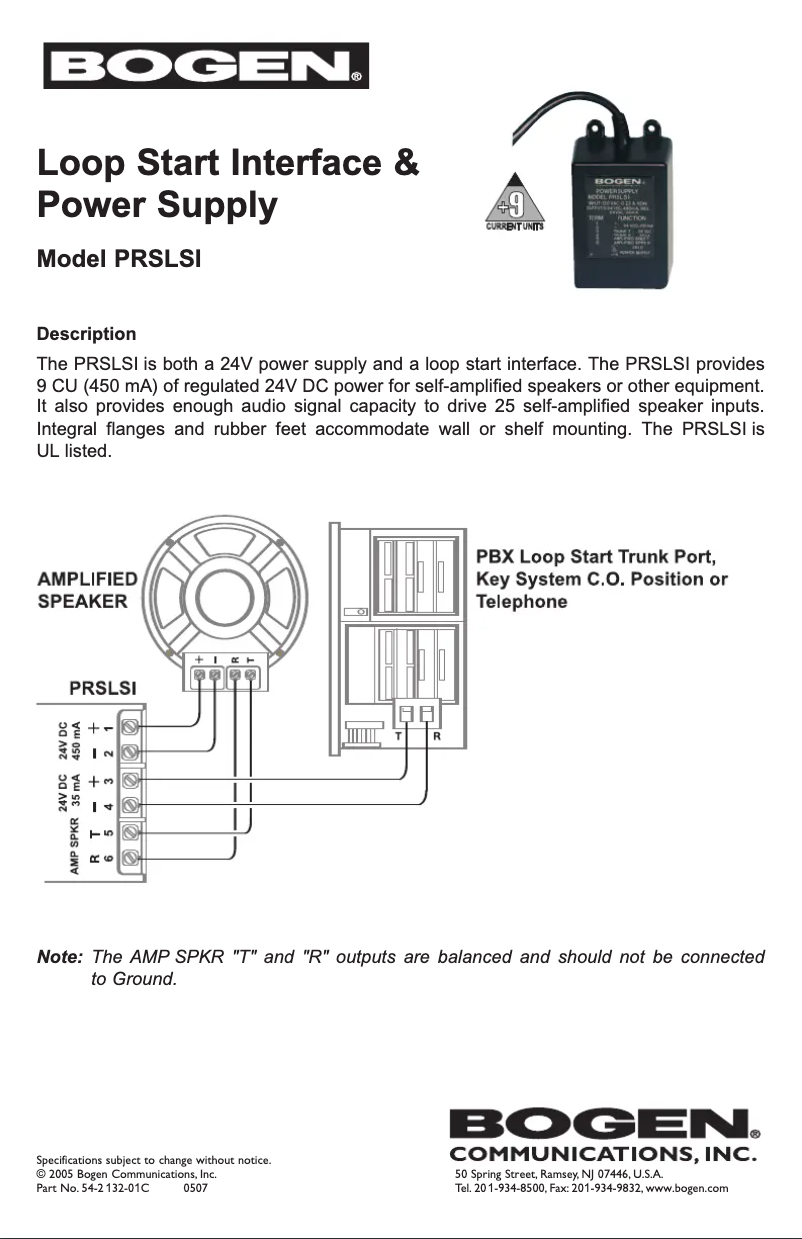 Page 1 de la notice Manuel utilisateur Bogen PRSLSI