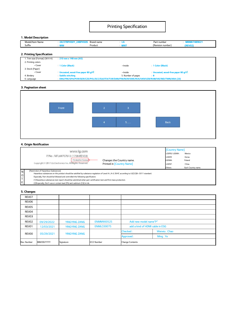 Image de la première page du manuel de l'appareil 27BP450Y