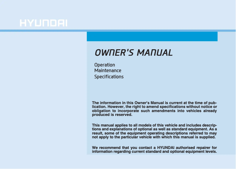 Page 1 de la notice Manuel utilisateur Hyundai i20 (2015)