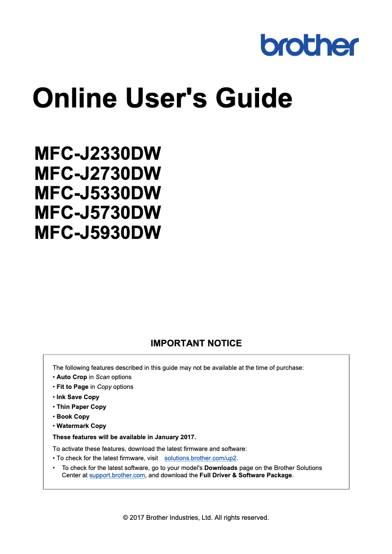 Page 1 de la notice Manuel utilisateur Brother MFC-J2330DW