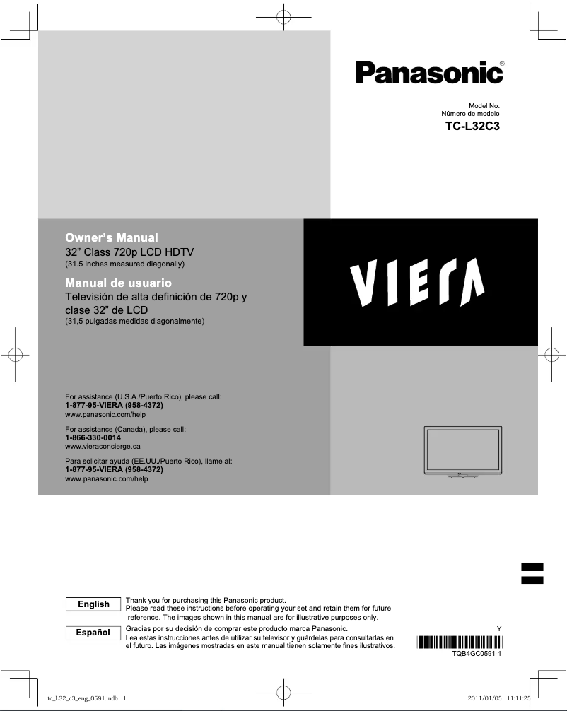 Page 1 de la notice Manuel utilisateur Panasonic Viera TC-L32C3