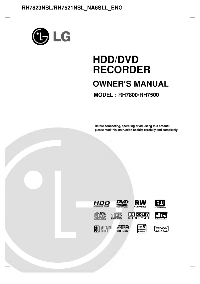 Page n°1 - Manuel utilisateur LG RH7823NP1L