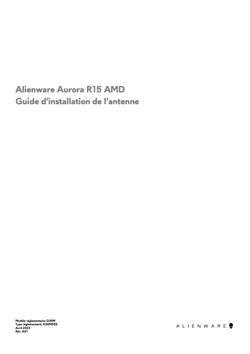 Page n°1 - Guide d'installation Alienware Aurora R15 AMD