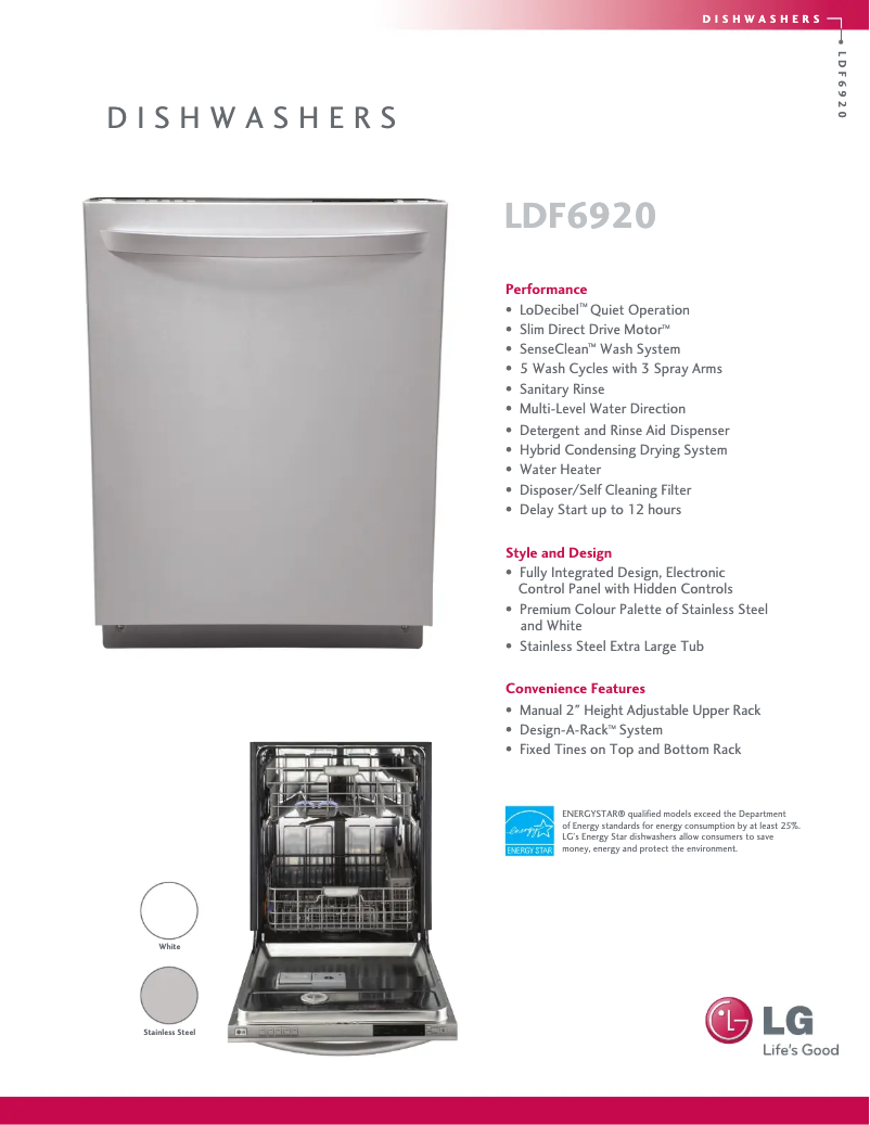 Página 1 del manual Ficha técnica LG LDF6920ST