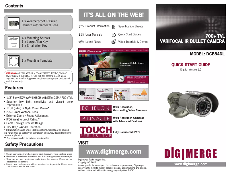 Image de la première page du manuel de l'appareil Echelon DCB54DL