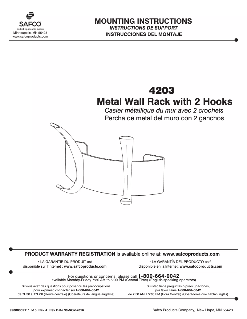 Page 1 de la notice Manuel utilisateur Safco 4203