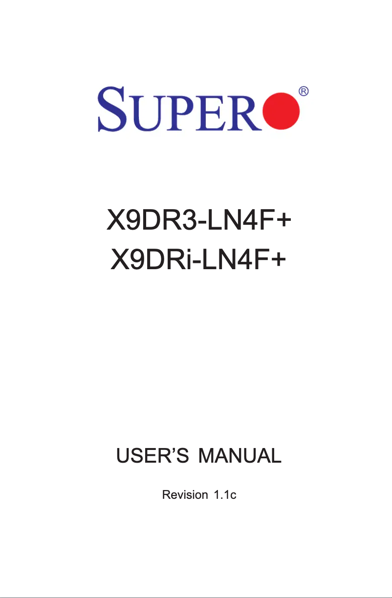 Page 1 de la notice Manuel utilisateur Supermicro X9DR3-LN4F+