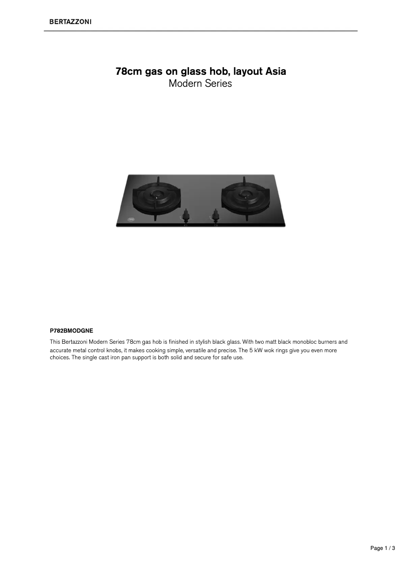 Page 1 de la notice Manuel utilisateur Bertazzoni P782BMODGNE