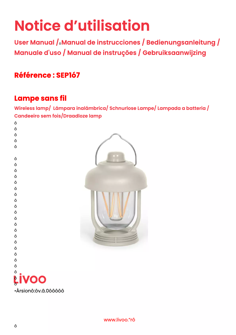 Page n°1 - Manuel utilisateur Livoo SEP147