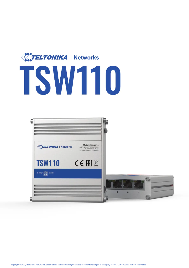 Image de la première page du manuel de l'appareil TSW110