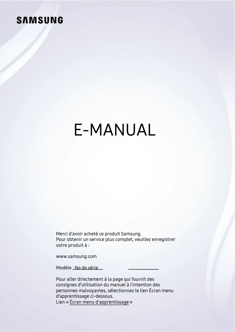 Page n°1 - Manuel utilisateur Samsung HG65Q60AANF