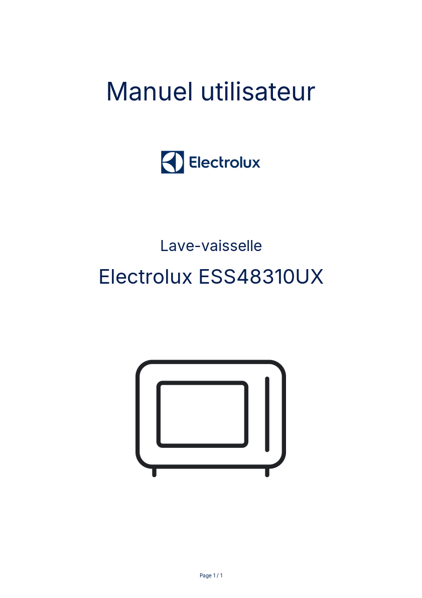 Page n°1 - Manuel utilisateur Electrolux ESS48310UX